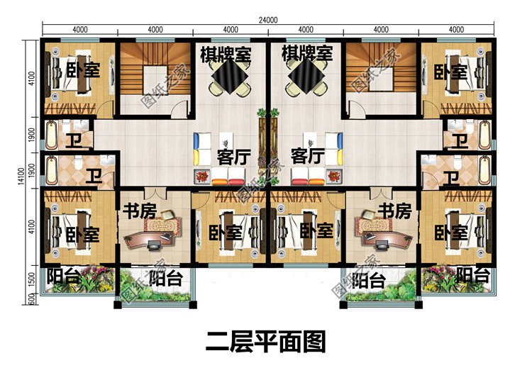 農村建房兄弟雙拼兩層住宅設計圖