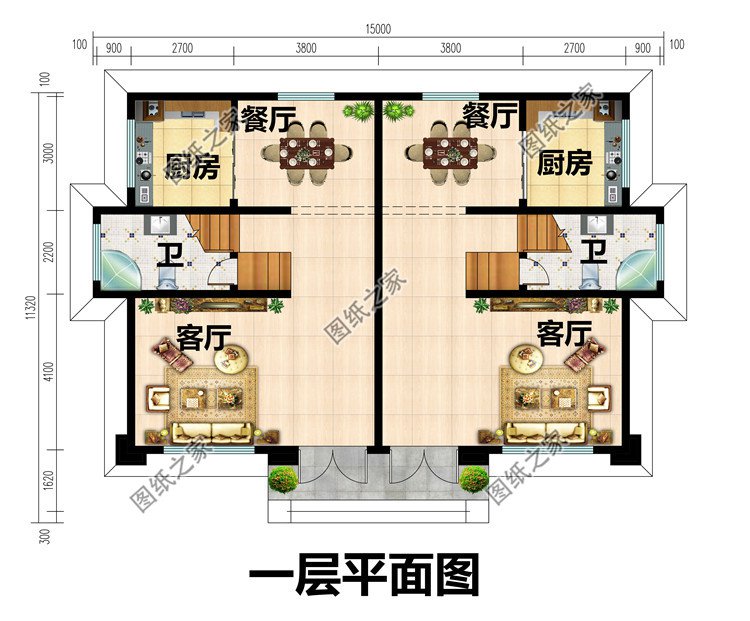 三層小面積雙拼別墅設計圖