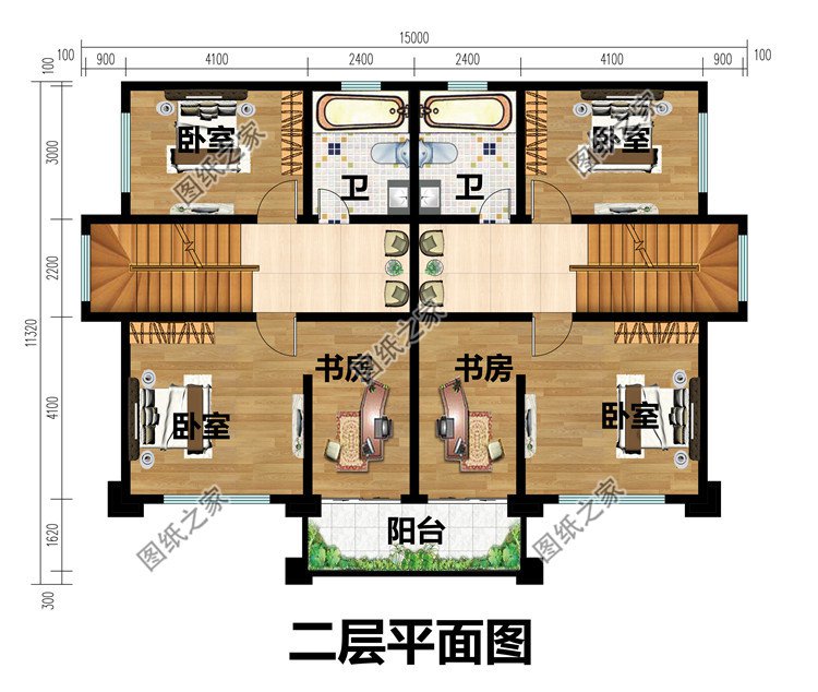 三層小面積雙拼別墅設計圖
