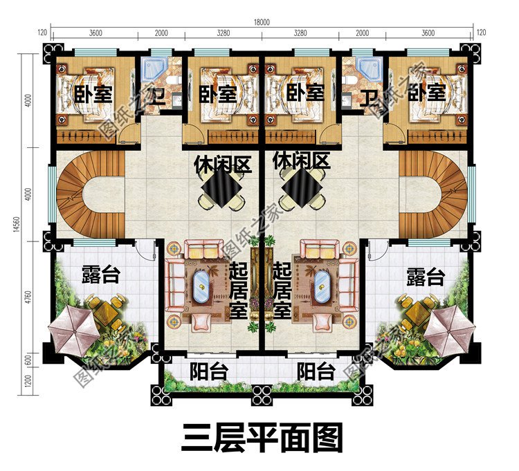 兄弟合建三層歐式雙拼別墅