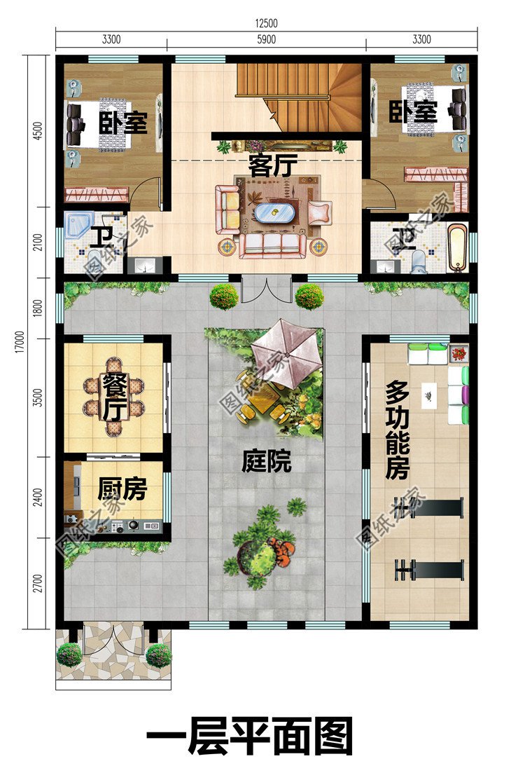 一層中式合院別墅設(shè)計(jì)圖
