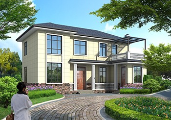 小七字形二層小樓房設(shè)計(jì)圖，廚房獨(dú)立