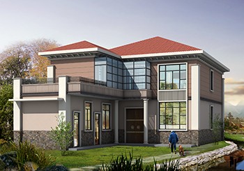 L型二層自建房屋設(shè)計(jì)圖，帶配房設(shè)計(jì)戶型