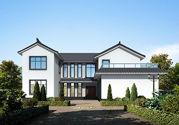 帶小院的中式二層合院型小樓房設計圖紙