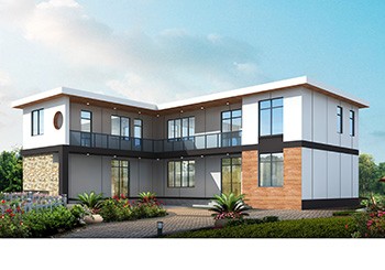 現(xiàn)代二層小別墅設(shè)計(jì)圖紙，L型（七字形）戶(hù)型方案