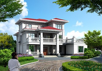 七字形三層別墅施工全套設(shè)計(jì)圖，農(nóng)村自建房推薦