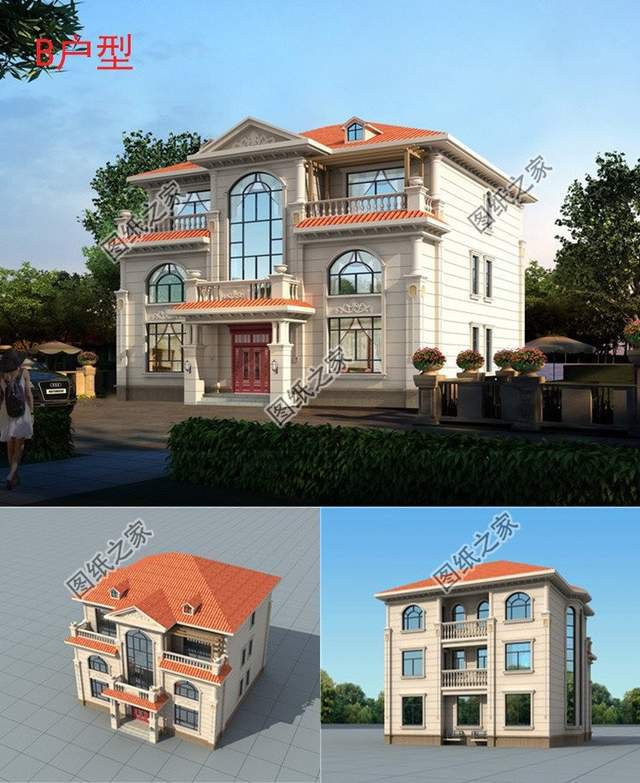 新農(nóng)村復(fù)式三層別墅戶型圖，不拘一格的豪華氣派，讓人贊嘆