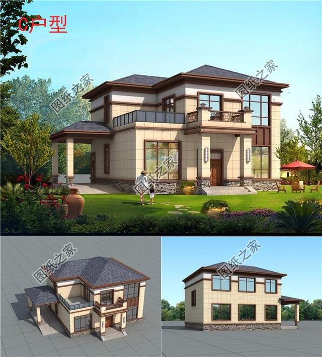 農(nóng)村別墅帶露臺(tái)和車(chē)庫(kù)，便捷生活就是方便自己