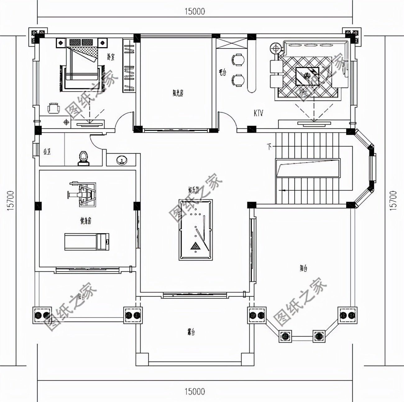 有陽臺四層樓房設(shè)計(jì)圖，生活的美好，賞月的舒適