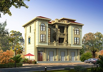 帶商鋪的三層半別墅自建房設(shè)計圖紙及效果圖大全