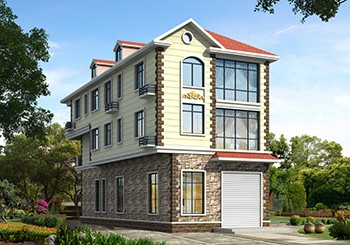 兩開(kāi)間帶商鋪三層自建房子設(shè)計(jì)圖紙及效果圖