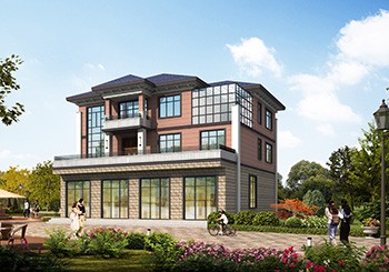 帶商鋪門面的三層復(fù)式別墅圖紙及效果圖