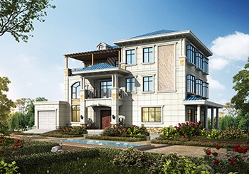 一層帶一半商鋪的三層別墅設(shè)計(jì)圖，也帶車庫