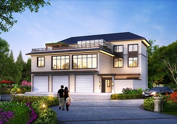 背面不開窗農(nóng)村三層帶商鋪別墅設計圖紙及效果圖