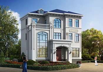 帶商鋪門面的三層別墅設(shè)計圖紙，外觀很漂亮