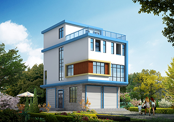 兩開間帶門面的三層自建房子設(shè)計(jì)圖，開間僅8米