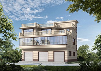 平屋頂帶門面房的三層自建樓房設(shè)計圖及外觀圖