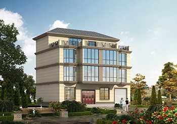 四層帶商鋪門面房的別墅設(shè)計圖及效果圖
