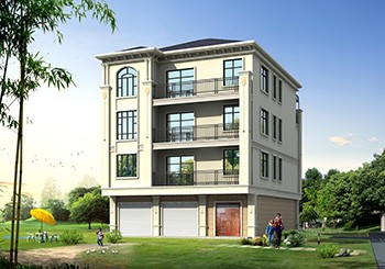 農(nóng)村帶商鋪四層自建樓房設計圖紙及外觀效果圖，11×13米