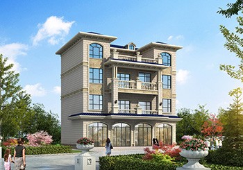 四層帶商鋪別墅農(nóng)村自建房設(shè)計圖紙及效果圖