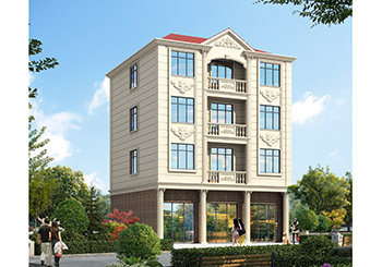 一層帶商鋪的四層自建樓房設計圖紙及外觀圖