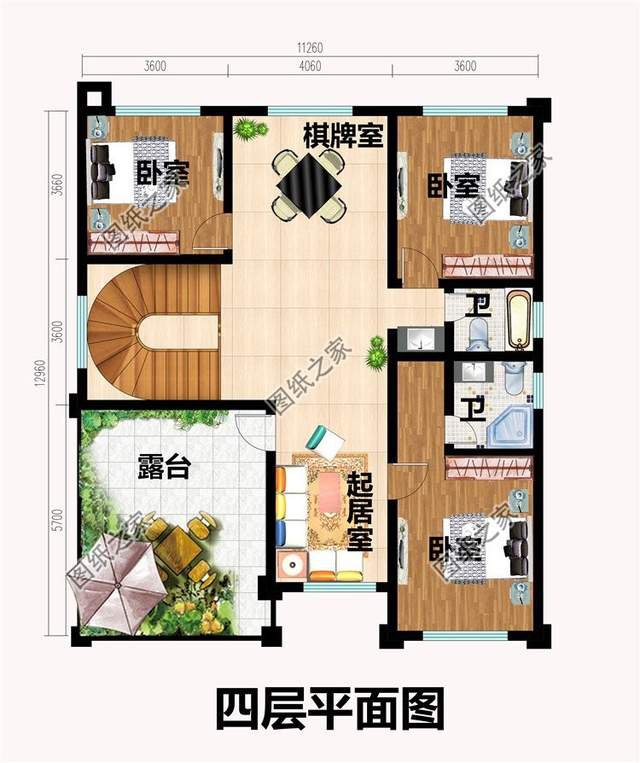 四層帶車庫(kù)別墅設(shè)計(jì)圖，出入方便還大氣