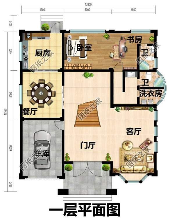 四層帶車庫(kù)別墅設(shè)計(jì)圖，出入方便還大氣
