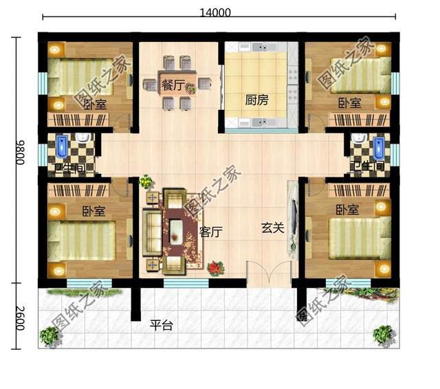 140平一層別墅，度假休閑好幫手，養(yǎng)老盡孝都是它