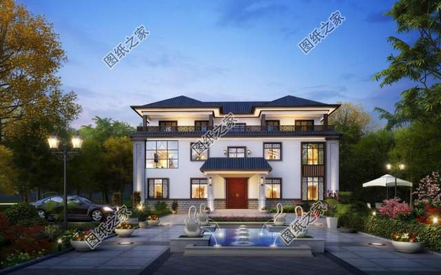 對稱設(shè)計三層別墅，看上去就覺得賞心悅目