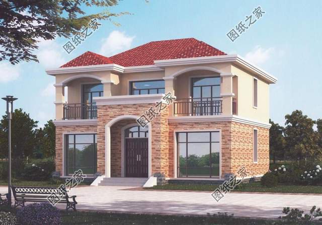 帶欄桿的二層別墅，安全又好看，從心底的放心