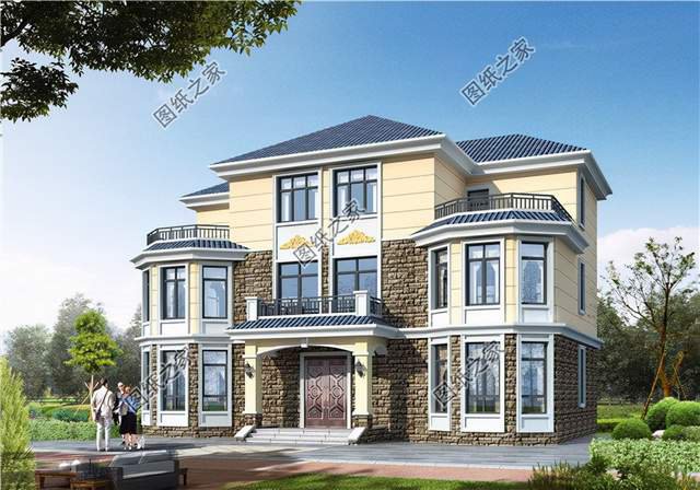 帶仿石瓷磚的雙拼，美觀安全，環(huán)保親民