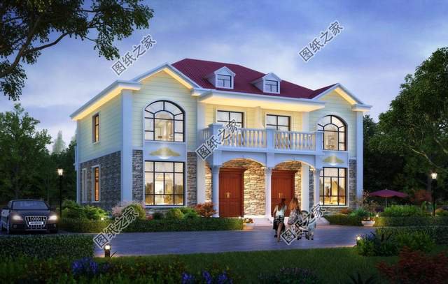 帶仿石瓷磚的雙拼，美觀安全，環(huán)保親民