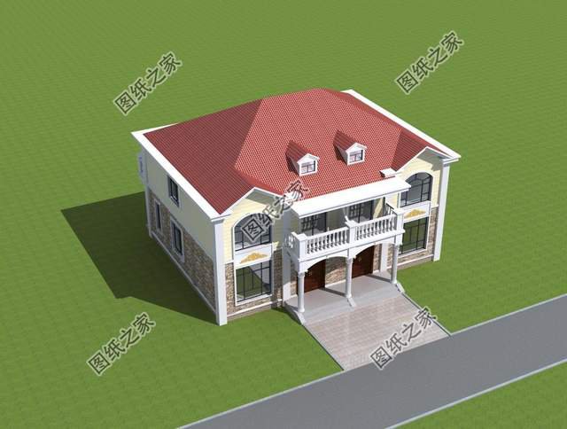 帶仿石瓷磚的雙拼，美觀安全，環(huán)保親民