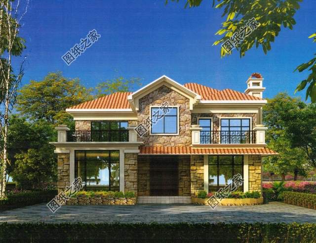 帶仿石瓷磚的二層，美觀又環(huán)保，價格還親民