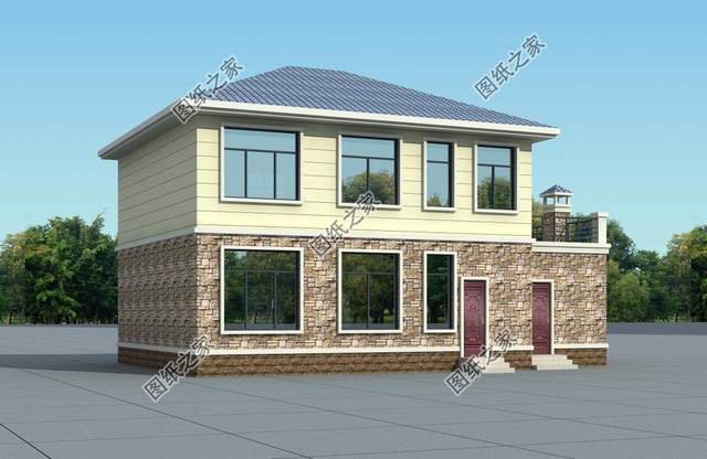 帶仿石瓷磚的二層，美觀又環(huán)保，價格還親民