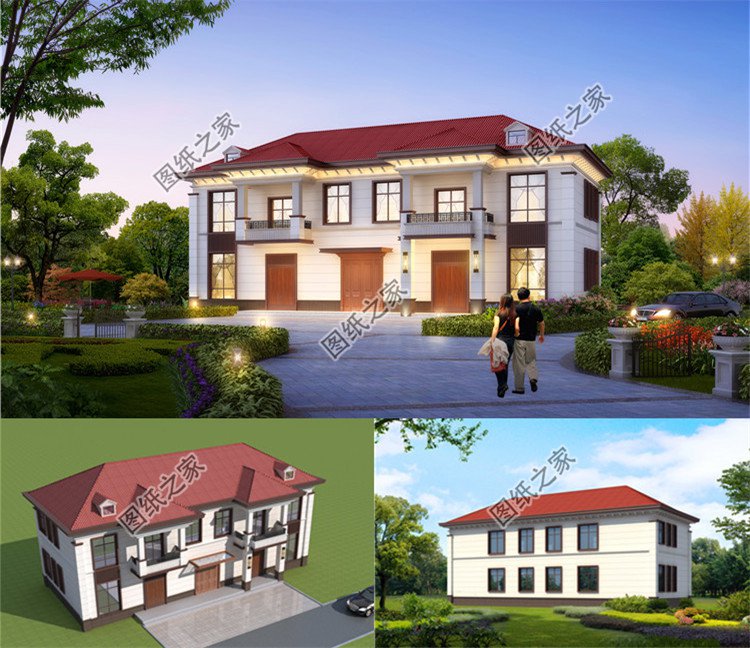 雙拼兩層小別墅效果圖