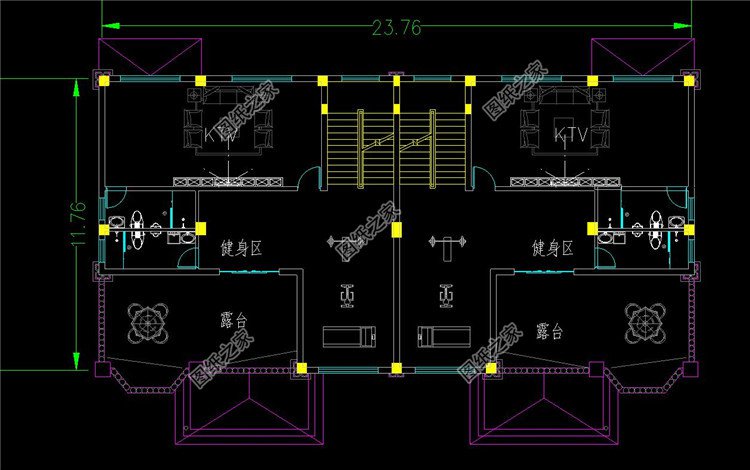 四層歐式雙拼大別墅四層平面圖