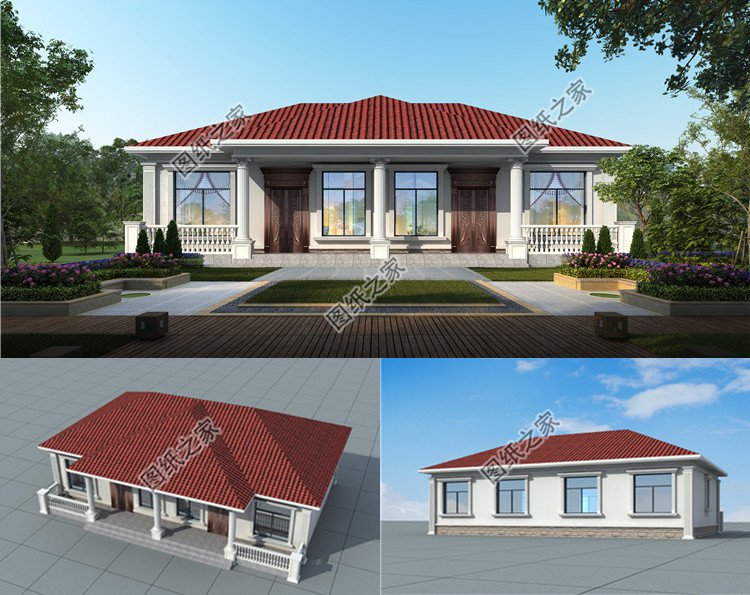 農(nóng)村兄弟合建一層雙拼房效果圖