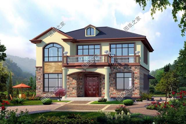 帶有羅馬柱的農(nóng)村自建二層別墅，安裝后的效果杠杠的，超氣派