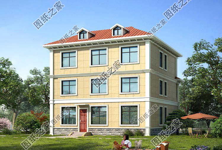 帶浮雕的農(nóng)村自建三層別墅，金色浮雕是歷久不衰的美