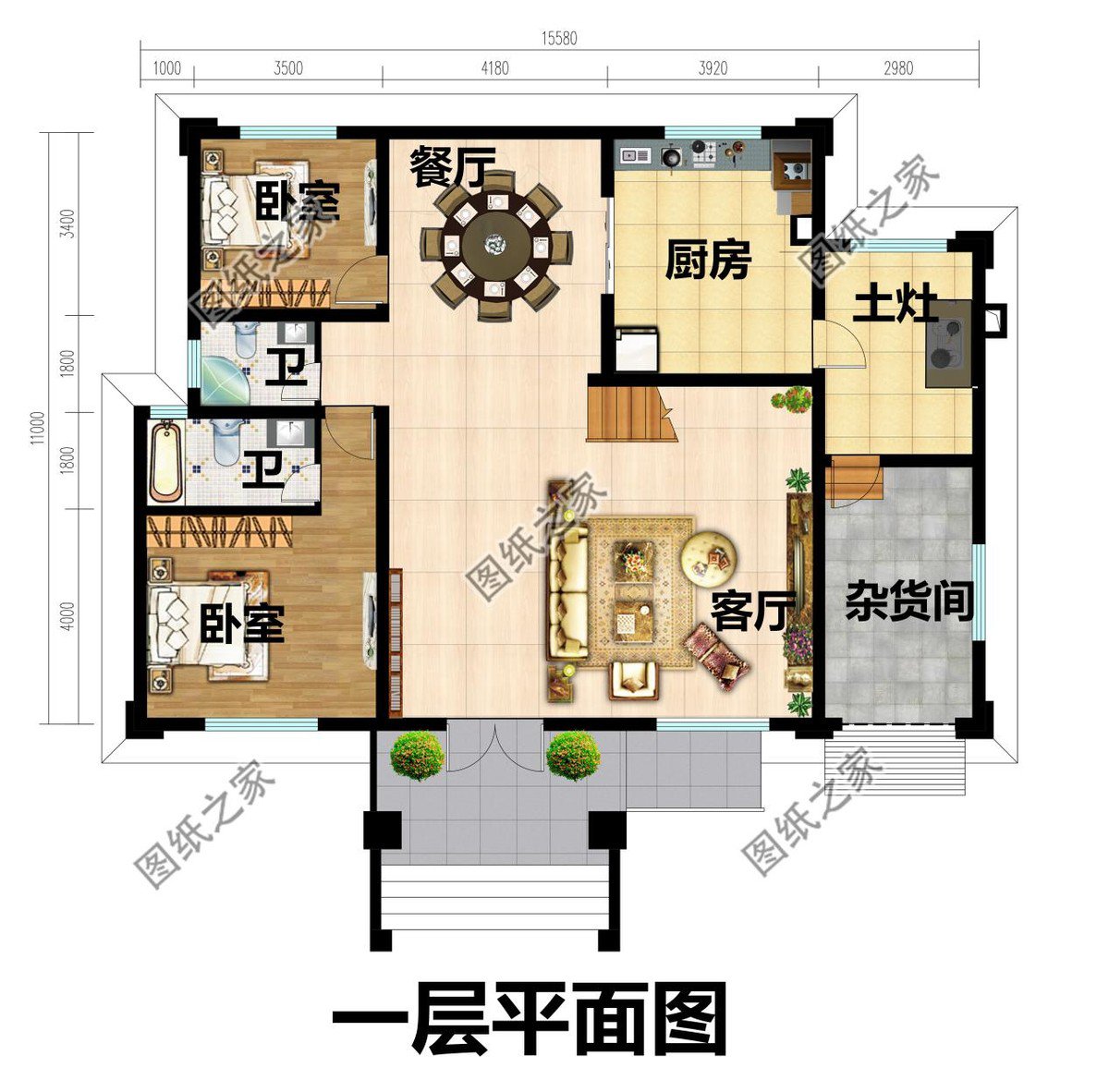 兩層歐式風格別墅，大氣落地窗，窗明幾凈，陽光正好