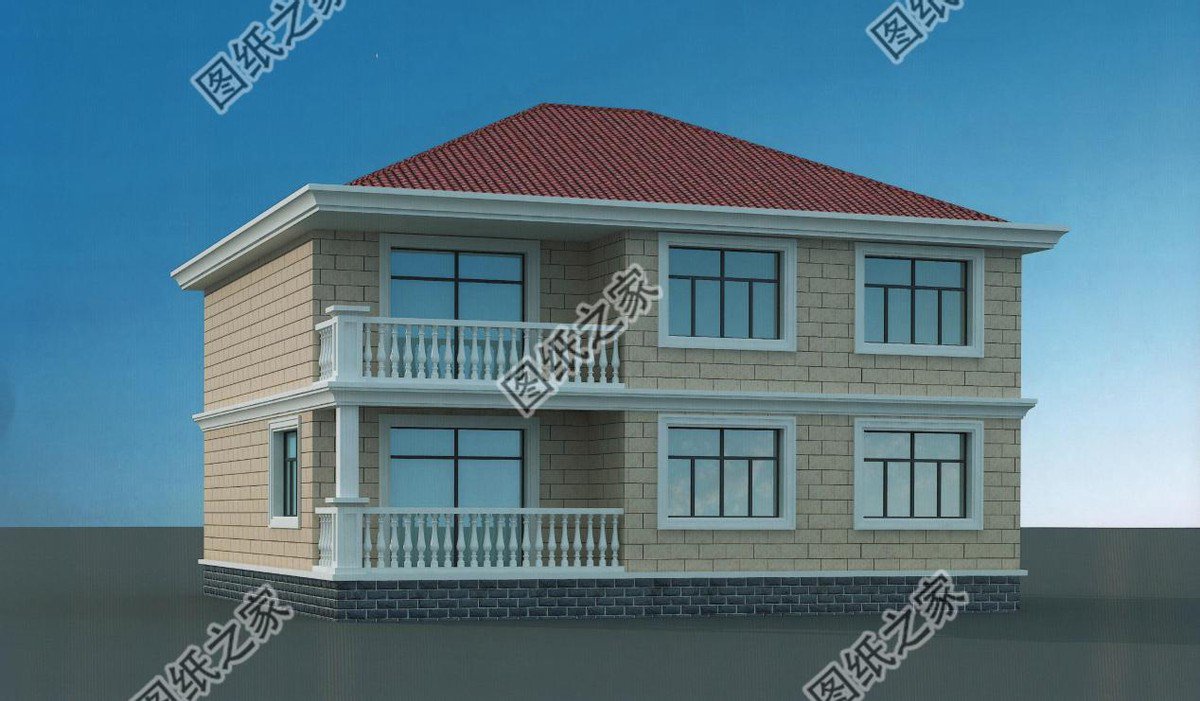 兩層歐式風格別墅，大氣落地窗，窗明幾凈，陽光正好