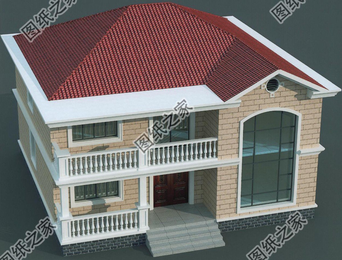 兩層歐式風格別墅，大氣落地窗，窗明幾凈，陽光正好