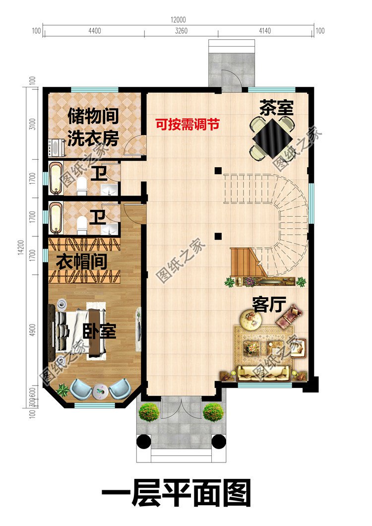 12X14米四層農(nóng)村自建別墅設(shè)計(jì)圖