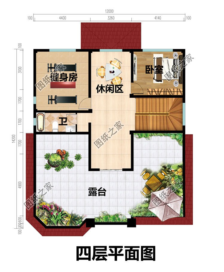 12X14米四層農(nóng)村自建別墅設(shè)計(jì)圖