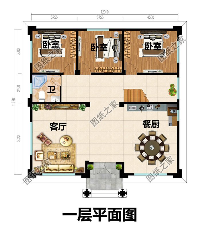 農(nóng)村三層復(fù)式房屋設(shè)計施工圖