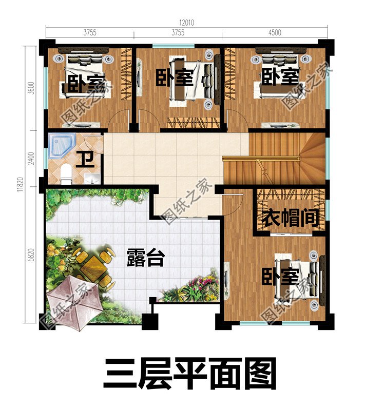 農(nóng)村三層復(fù)式房屋設(shè)計施工圖