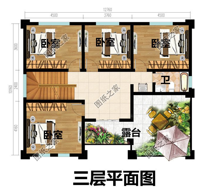 農(nóng)村歐式三層復(fù)式帶露臺(tái)別墅