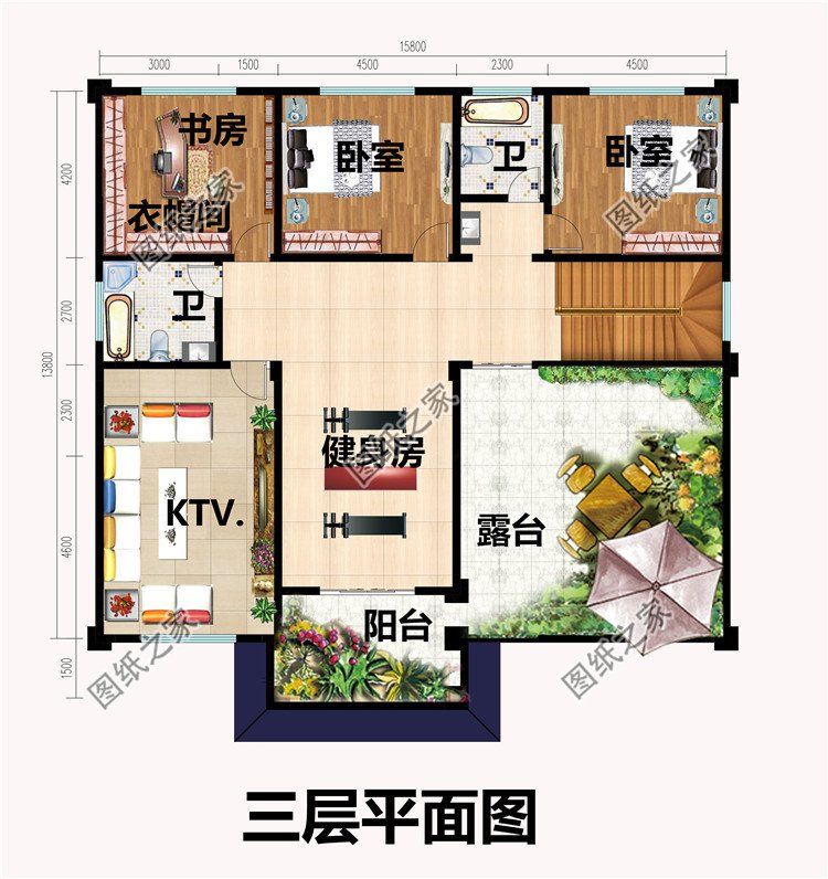 15x13米三層歐式復(fù)式別墅