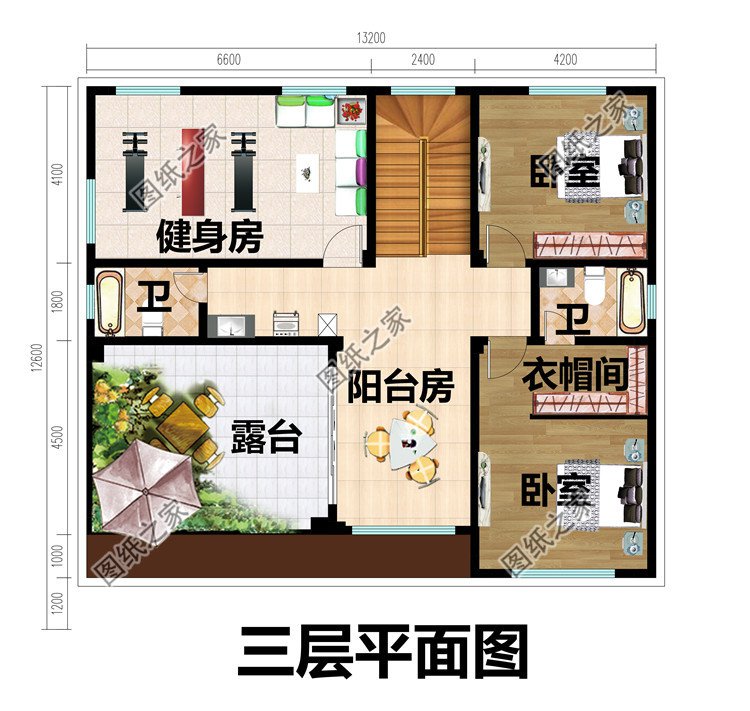 新中式帶堂屋三層農(nóng)村別墅